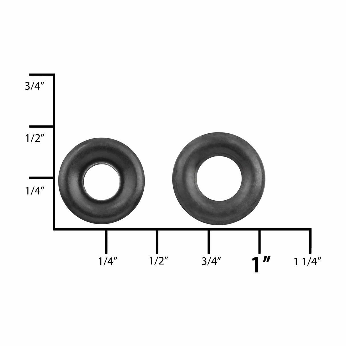 Ohio Travel Bag Fasteners #00 Black, Grommet with Washer, Solid Brass - 24 pk, #GROM-00-BLK GROM-00-BLK