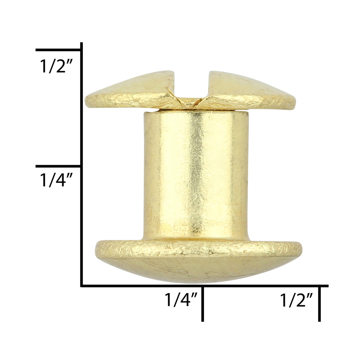 Ohio Travel Bag Fasteners 1/4" Brass, Chicago Screw, Solid Brass, #L-156-1-4SB L-156-1-4SB