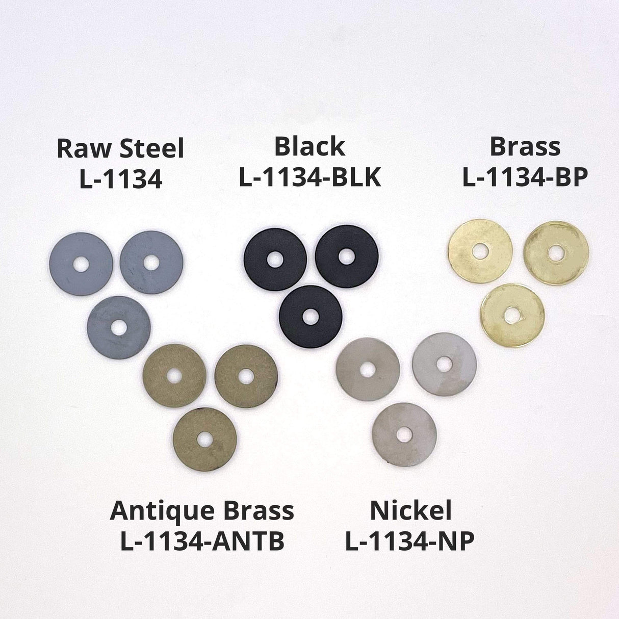 Ohio Travel Bag Fasteners 1/4" Brass Washer, Steel - 12 pk, #L-1134-BP L-1134-BP