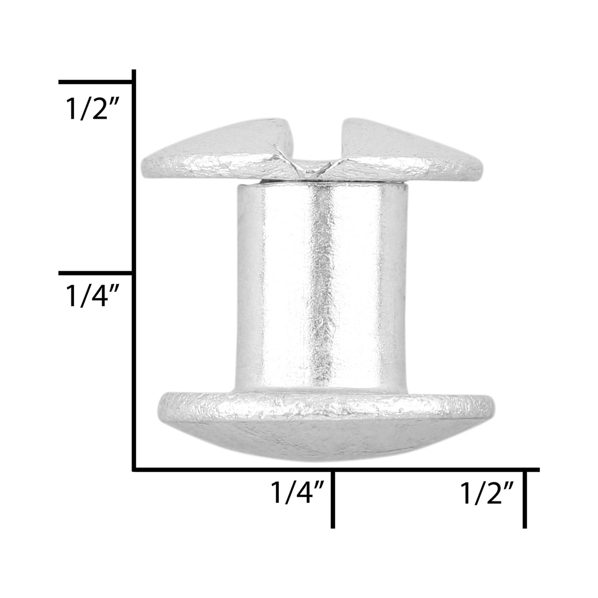 Ohio Travel Bag Fasteners 1/4" Nickel, Chicago Screw, Solid Brass, #L-156-1-4SBN L-156-1-4SBN