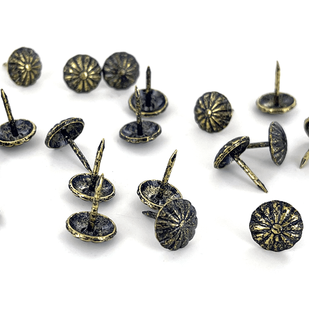 Ohio Travel Bag Fasteners 10mm Dk Antique Brass, Upholstery Nail, Steel - 24 pk, #A-297 A-297