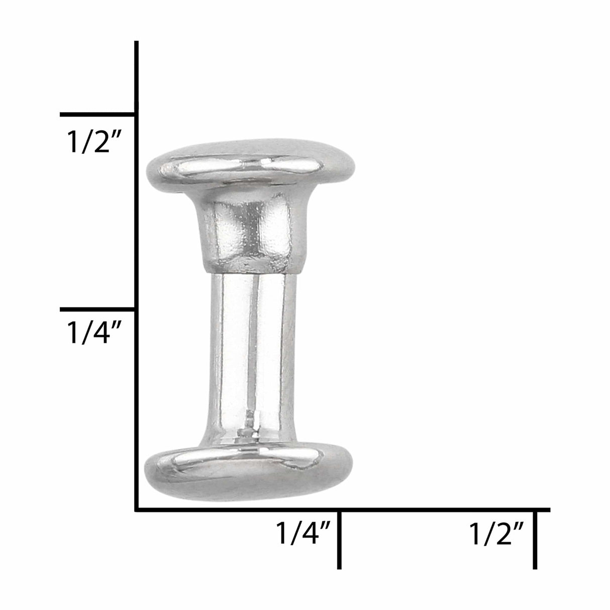 Ohio Travel Bag Fasteners 12mm Nickel, Double Cap Jiffy Rivet, Steel, #A-339-NIC A-339-NIC