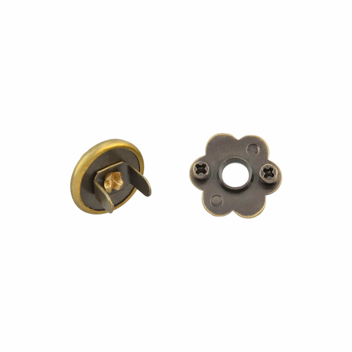 Ohio Travel Bag Fasteners 15mm Antique Brass, Flower Magnetic Snap, Steel, #P-2649-ANTB P-2649-ANTB