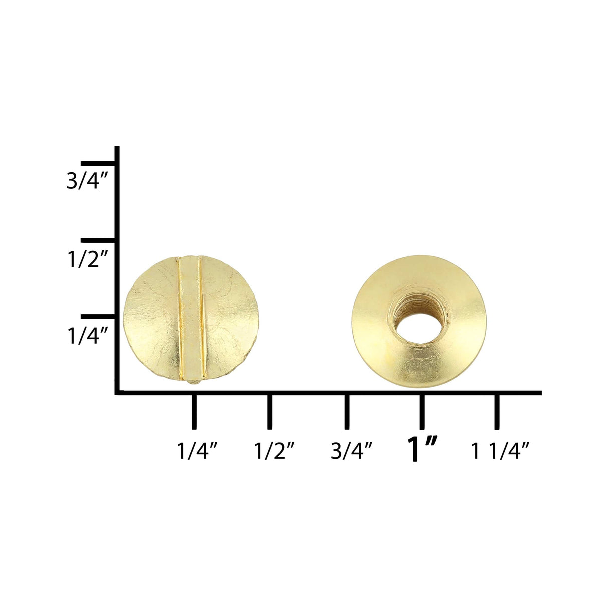 Ohio Travel Bag Fasteners 3/16" Brass, Open Hole Chicago Screw, Solid Brass, #L-156-3-16SB L-156-3-16SB