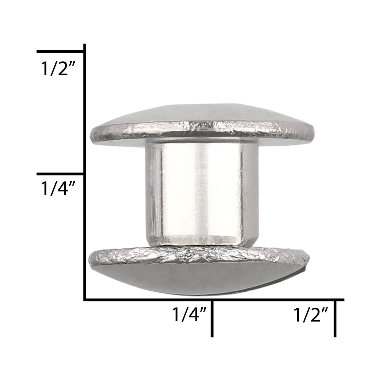 Ohio Travel Bag Fasteners 3/16" Nickel, Open Hole Chicago Screw, Solid Brass, #L-156-3-16SBN L-156-3-16SBN