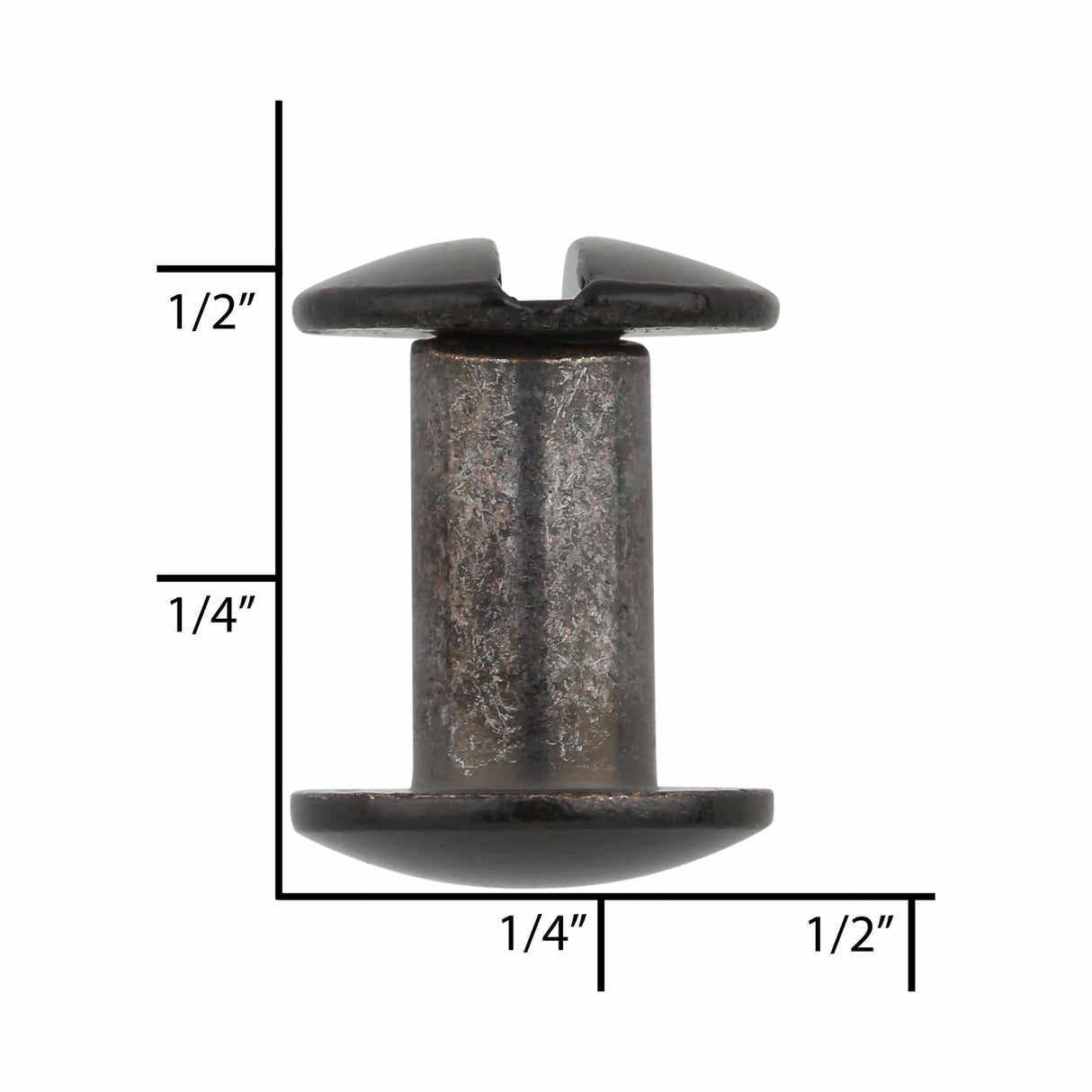 Ohio Travel Bag Fasteners 3/8" Glossy Black, Chicago Screw, Solid Brass, #L-156-3-8BLK L-156-3-8BLK