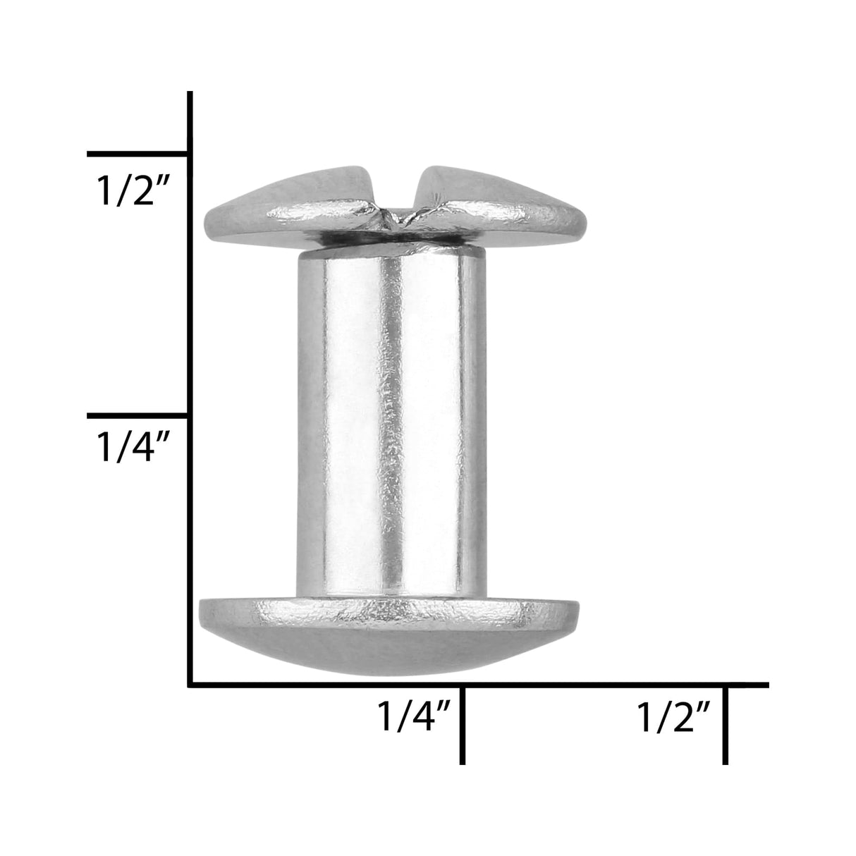 Ohio Travel Bag Fasteners 3/8" Nickel, Chicago Screw, Solid Brass, #L-156-3-8SBN L-156-3-8SBN