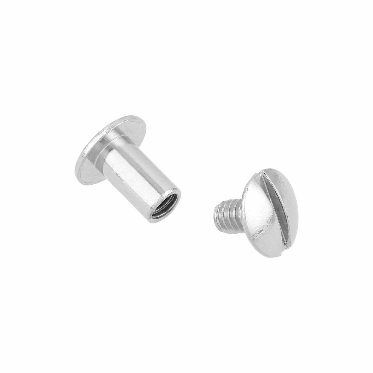 Ohio Travel Bag Fasteners 3/8" Nickel, Chicago Screw, Solid Brass, #L-156-3-8SBN L-156-3-8SBN