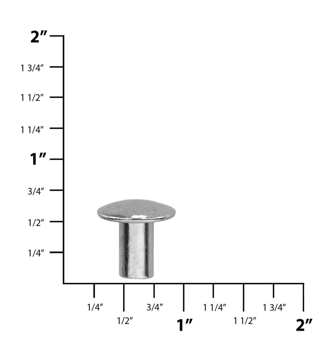 Ohio Travel Bag Fasteners 4/16" Nickel, Tubular Rivet, Steel - 24 pk, #252-4-16-NP 252-4-16-NP