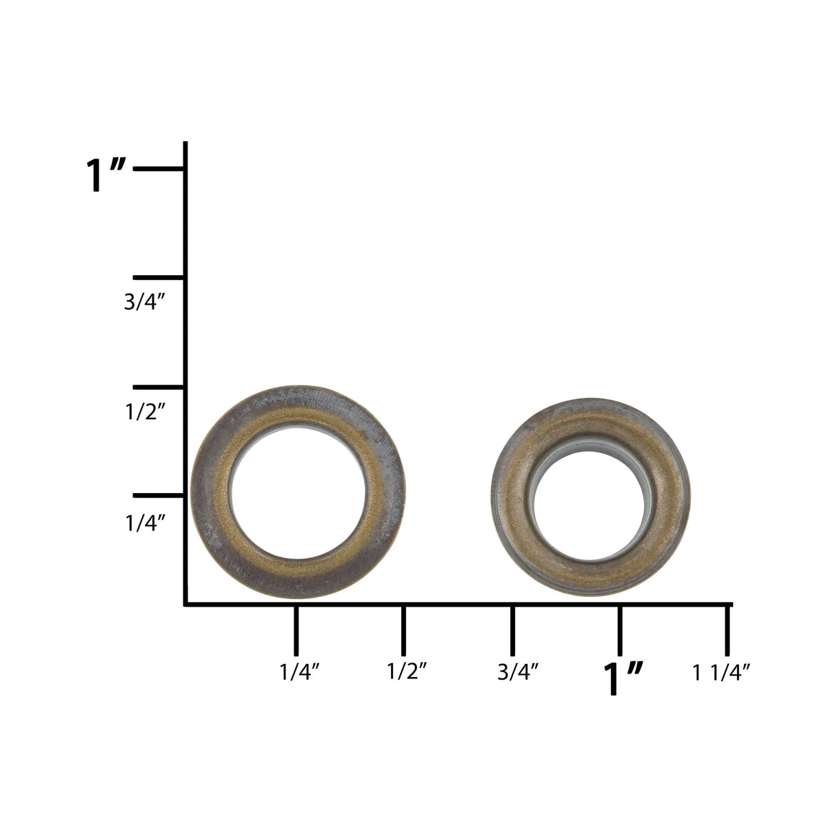 Ohio Travel Bag Fasteners 7/16" Antique Brass, Eyelet with Washer, Solid Brass - 12 pk, #A-417 A-417