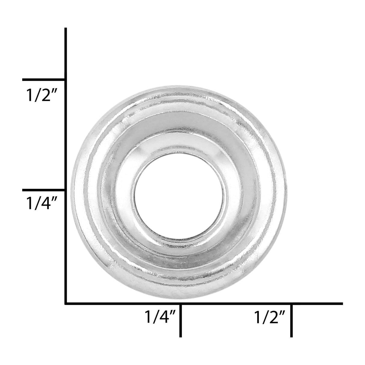 Ohio Travel Bag Fasteners 7/16" Nickel, Convex Washer, Steel - 24 pk, #L-1959-NP L-1959-NP