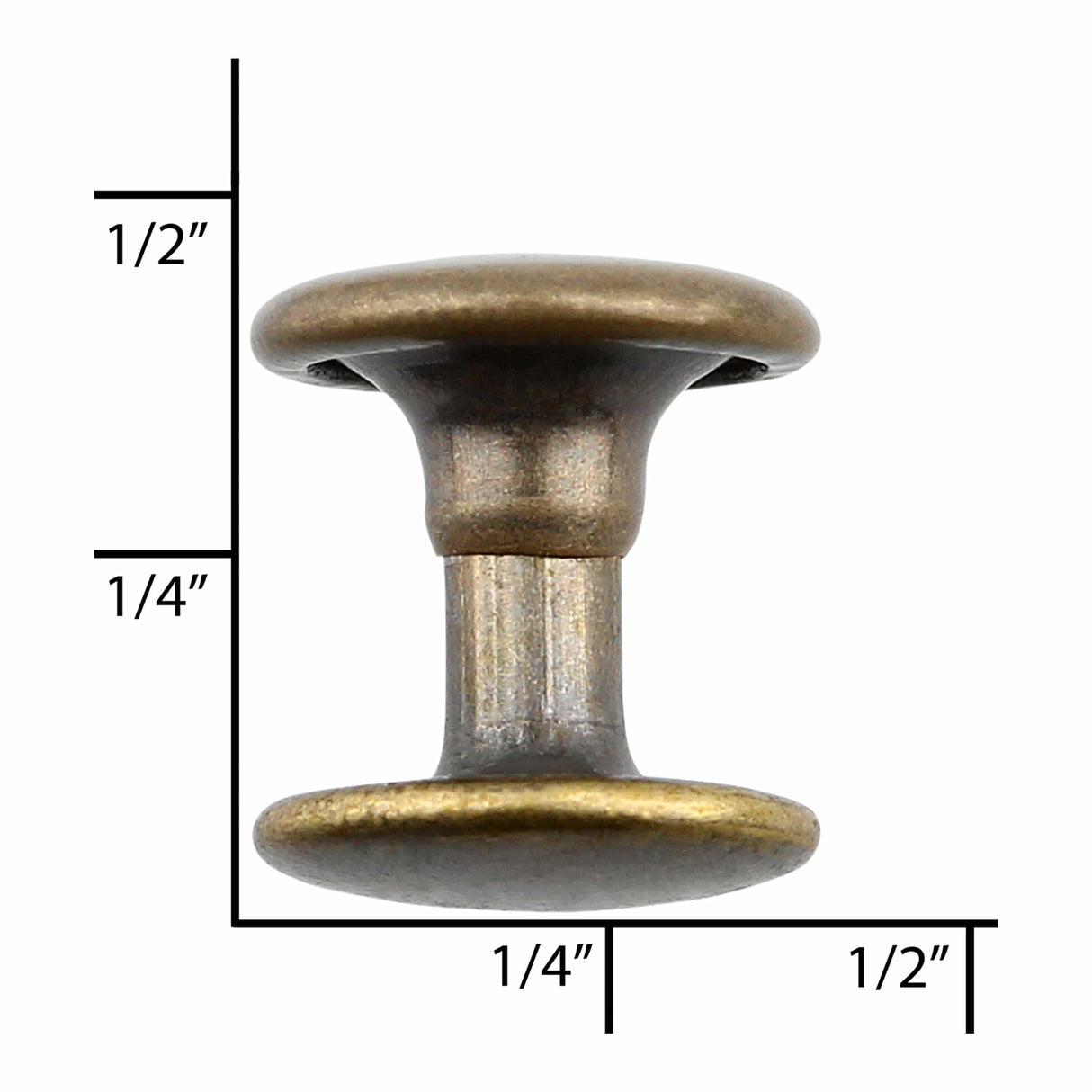 Ohio Travel Bag Fasteners 7mm Antique Brass, Double Cap Jiffy Rivets, Steel, #A-313-ANTB A-313-ANTB