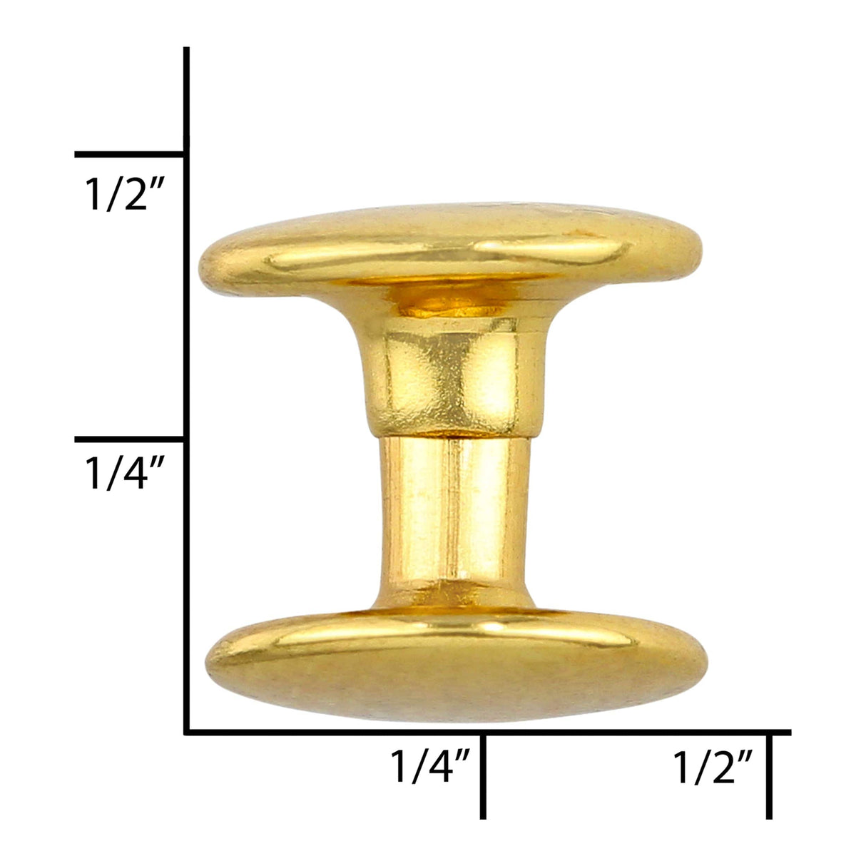 Ohio Travel Bag Fasteners 7mm Gold, Double Cap Jiffy Rivets, Steel, #A-312-GOLD A-312-GOLD