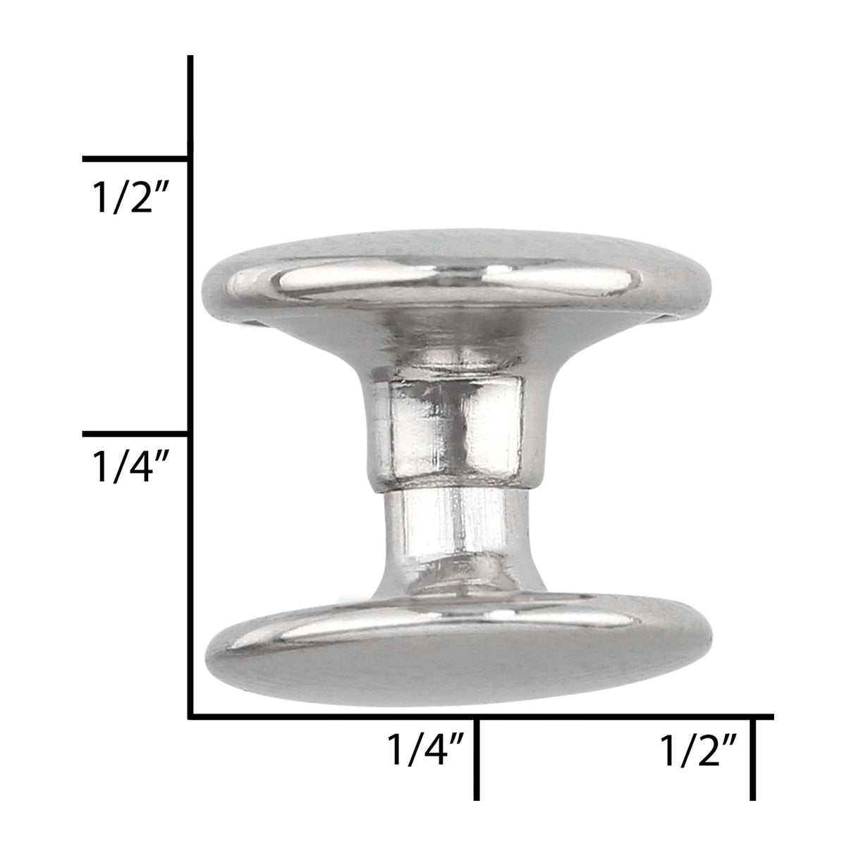 Ohio Travel Bag Fasteners 7mm-Nickel, Double Cap Jiffy Rivets, Steel, #A-312-NP A-312-NP
