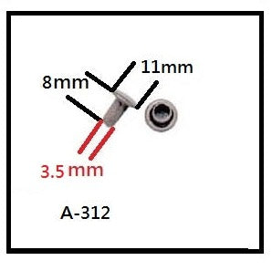 Ohio Travel Bag Fasteners 8mm Antique Brass, Double Cap Jiffy Rivets, Steel-PK100, #A-312-ANTB A-312-ANTB