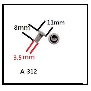 Ohio Travel Bag Fasteners 8mm Nickel, Double Cap Jiffy Rivets, Steel-PK100, #A-312-NP A-312-NP