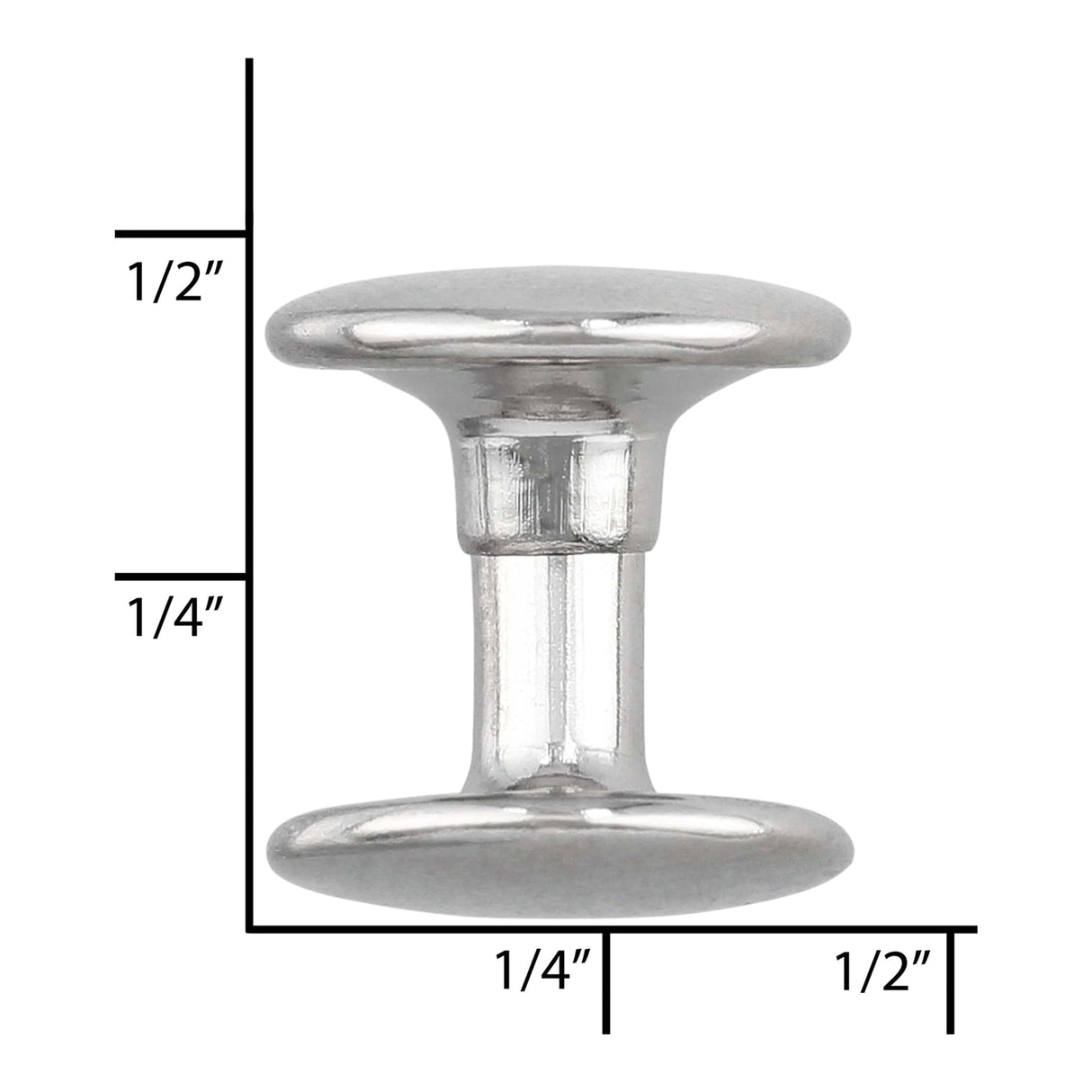 Ohio Travel Bag Fasteners 9mm Nickel, Double Cap Jiffy Rivets, Steel, #A-311-NP A-311-NP