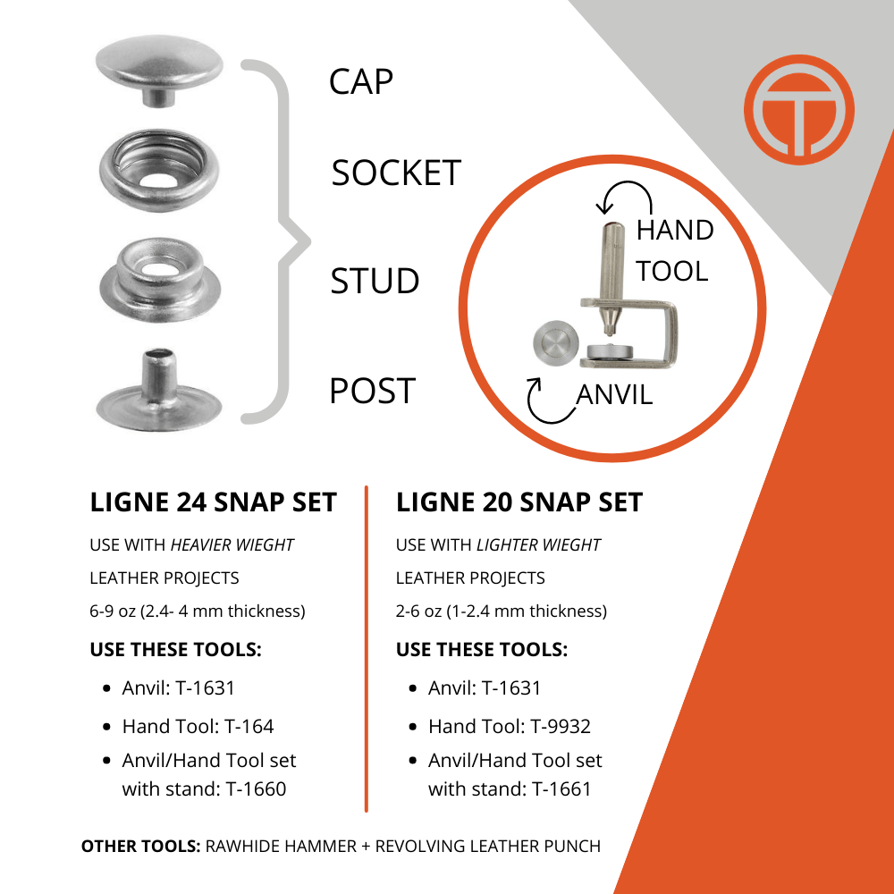 Ohio Travel Bag Fasteners Ligne 20 Snap Set Solid Brass(Pack of 10 Sets Complete), #WF-045 WF-045