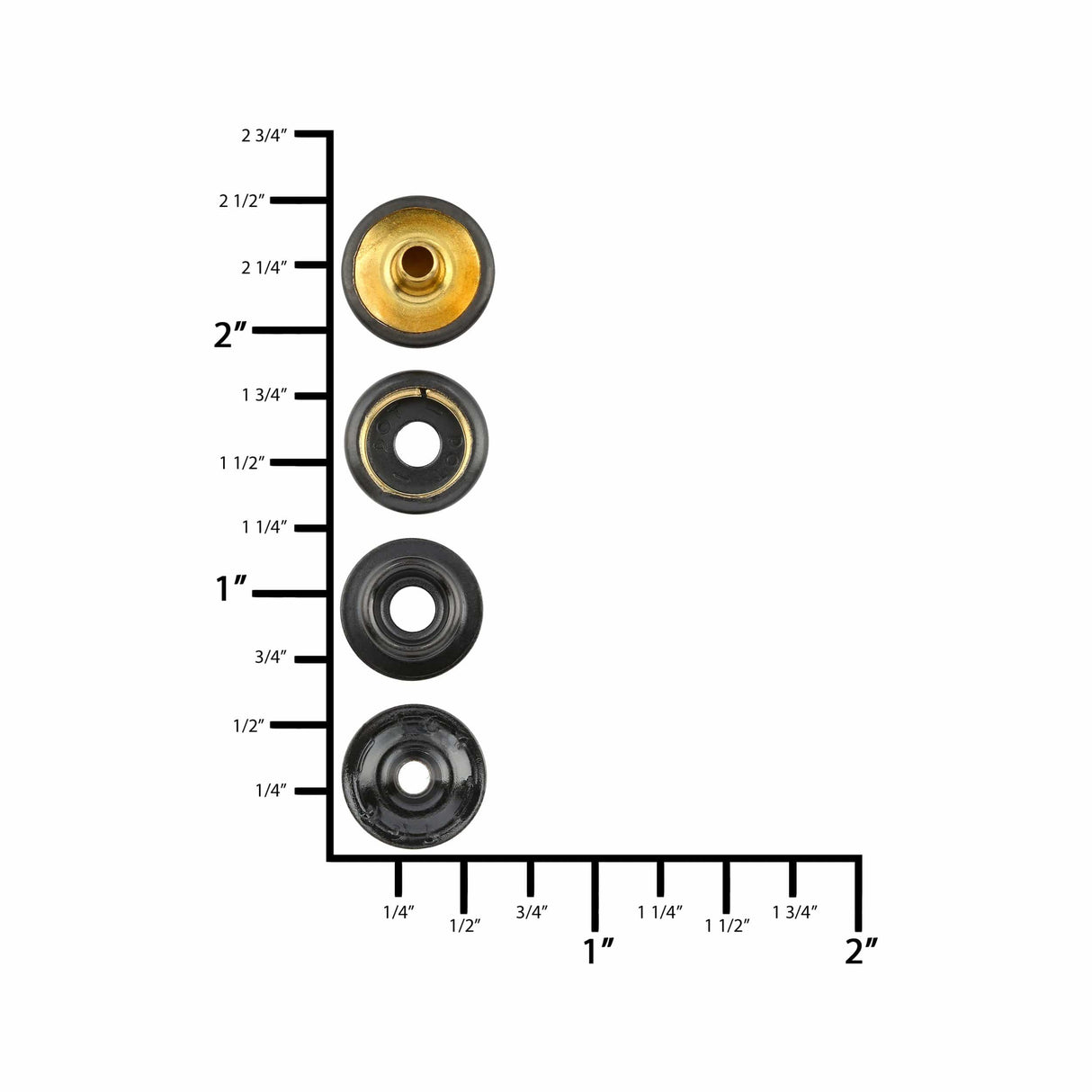 Ohio Travel Bag Fasteners Ligne 24 Snap Set Solid Brass Black (Pack of 10 Sets Complete), #WF-036-BLK WF-036-BLK