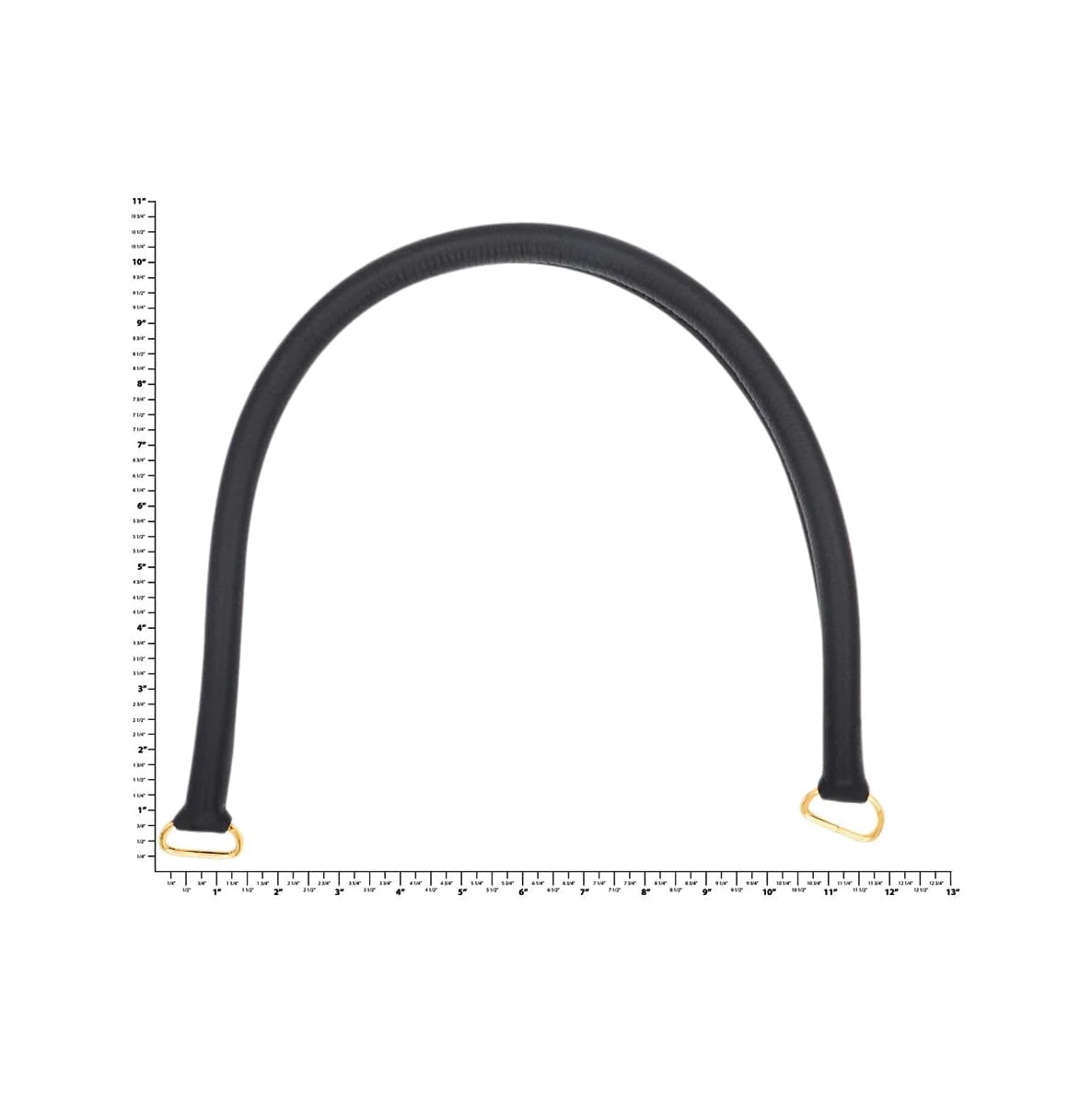 22" Black, Purse Handle with Brass Hardware, Leather, #340-22-BLK