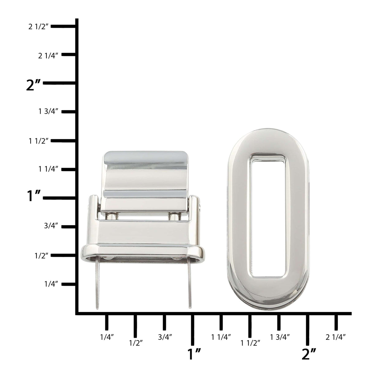 Ohio Travel Bag Locks & Closures 1 1/2" Shiny Nickel, Drop Lock, Zinc Alloy, #P-2616-NIC P-2616-NIC