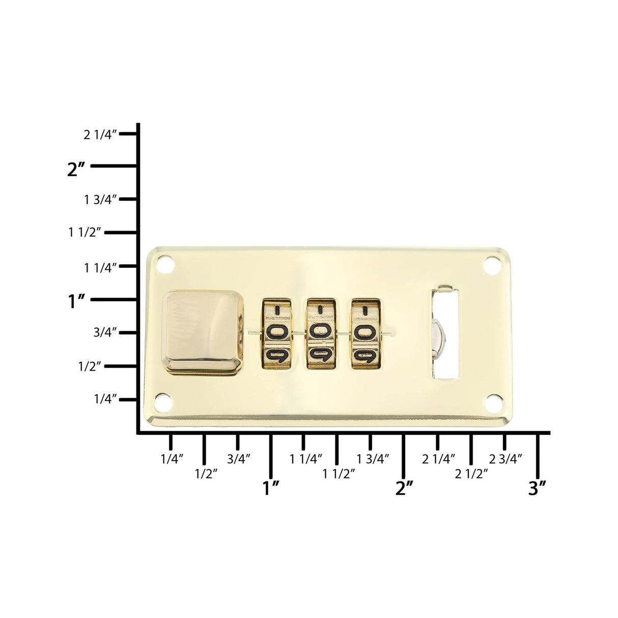 Ohio Travel Bag Locks & Closures 1 1/4" Shiny Brass, Combination Lock, Steel, #L-1416-BRS L-1416-BRS