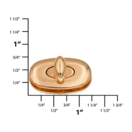 1 1/4" Shiny Gold, Turn Lock, Zinc Alloy