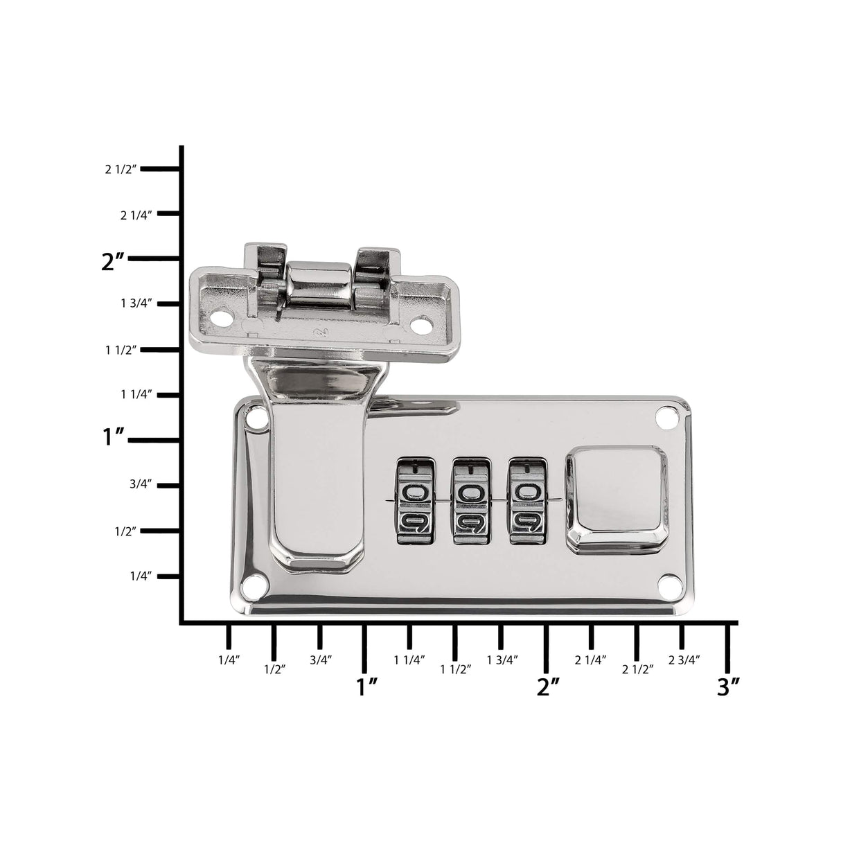 Ohio Travel Bag Locks & Closures 1 1/4" Shiny Nickel, Combination Lock, Steel, #L-1416-NIC L-1416-NIC