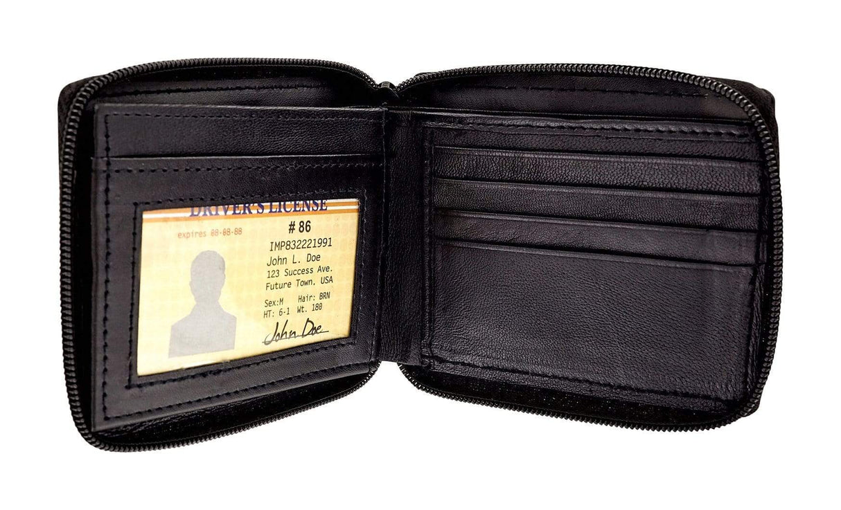 Ohio Travel Bag Novelty & Gift 4 1/2" Black, Zipper Wallet, Leather, #M-1446 M-1446