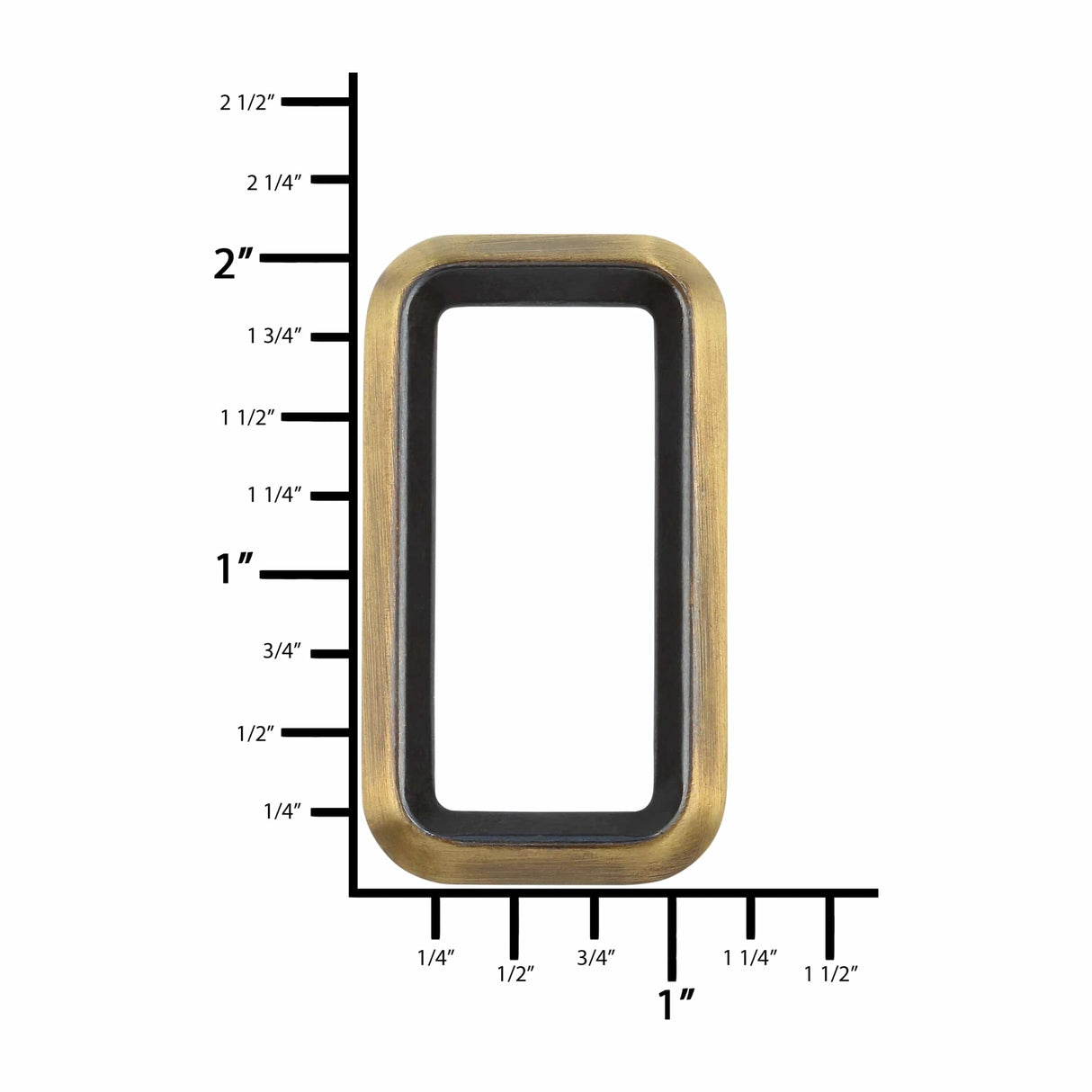 Ohio Travel Bag Rings & Slides 1 1/2" Antique Brass, Cast Beveled Rectangular Ring, Zinc Alloy, #P-2875-ANTB P-2875-ANTB