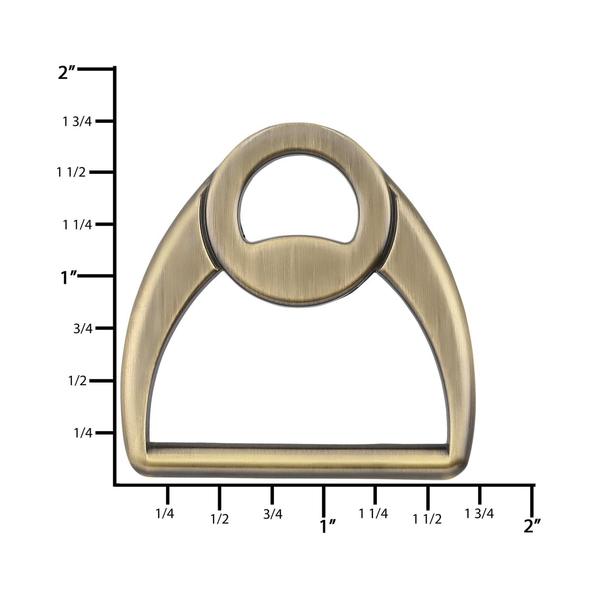 Ohio Travel Bag Rings & Slides 1 1/2" Antique Brass, Double Loop D-Ring, Zinc Alloy, #P-3038-ANTB P-3038-ANTB