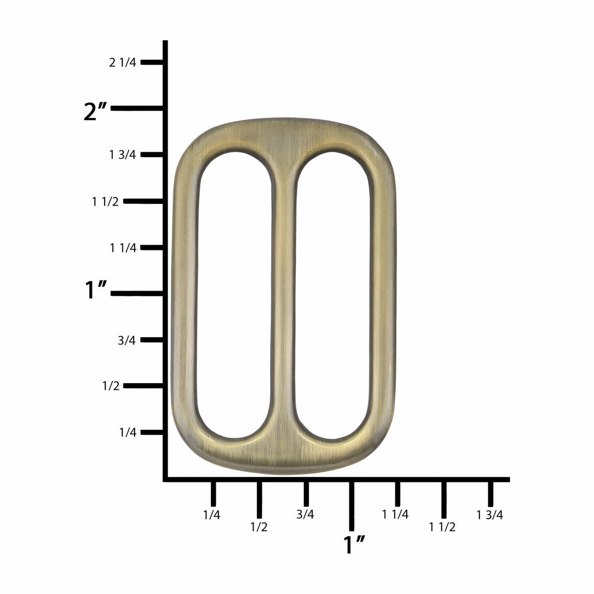 Ohio Travel Bag Rings & Slides 1 1/2" Antique Brass, Double Loop Slide, Zinc Alloy, #P-2810-ANTB P-2810-ANTB