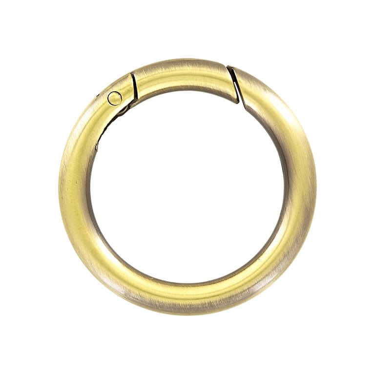 Ohio Travel Bag Rings & Slides 1 1/2" Antique Brass, Spring Gate Round Ring, Zinc Alloy, #P-2526-ANTB P-2526-ANTB