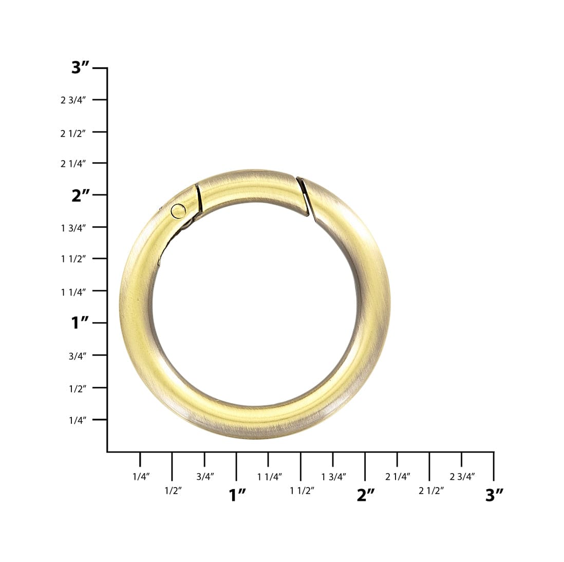 Ohio Travel Bag Rings & Slides 1 1/2" Antique Brass, Spring Gate Round Ring, Zinc Alloy, #P-2526-ANTB P-2526-ANTB