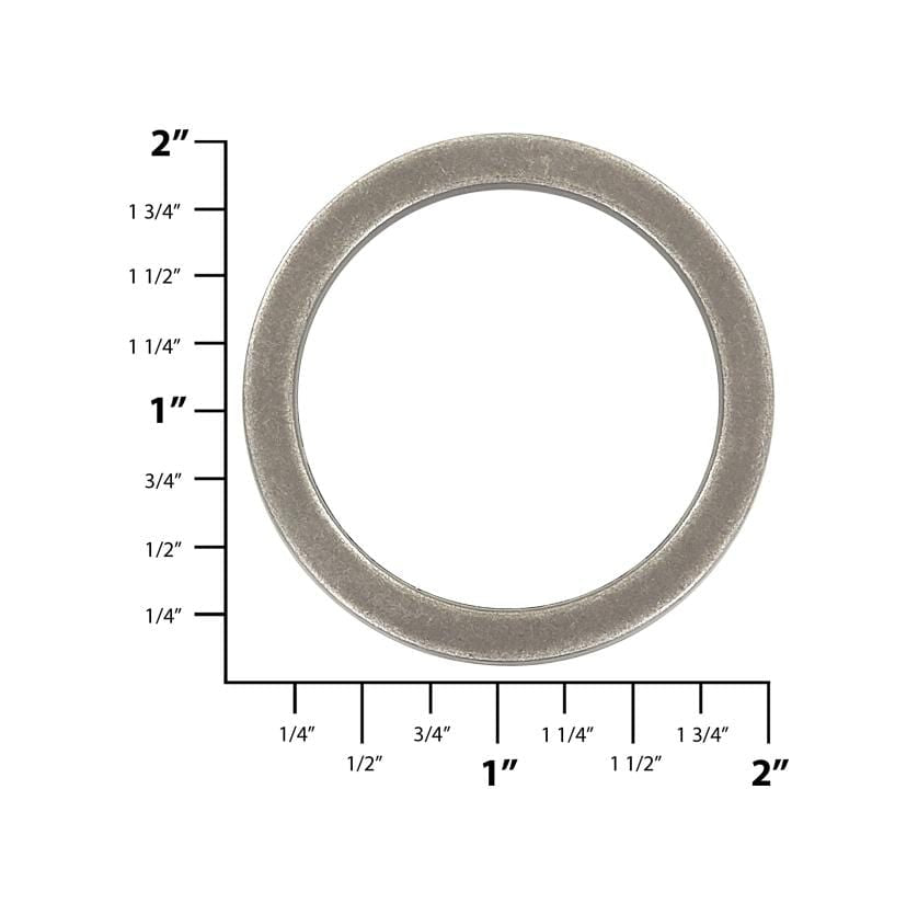 Ohio Travel Bag Rings & Slides 1 1/2" Antique Silver, Flat Round Ring, Zinc Alloy, #P-2551-ANTS P-2551-ANTS