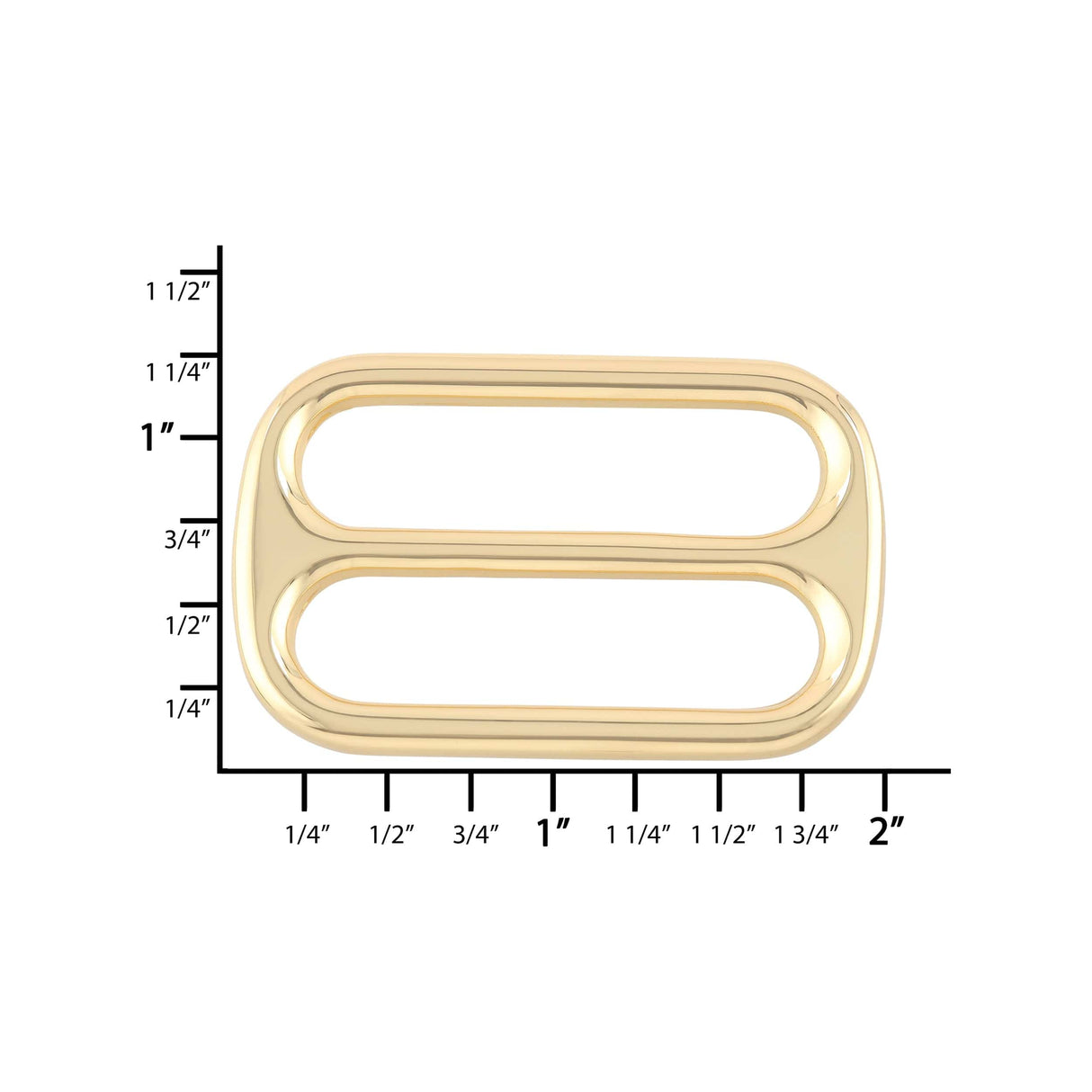 Ohio Travel Bag Rings & Slides 1 1/2" Gold, Double Loop Slide, Zinc Alloy, #P-2810-GOLD P-2810-GOLD