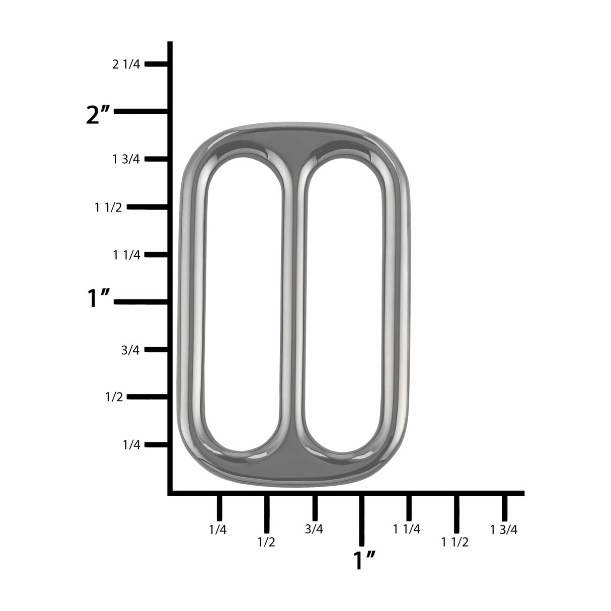 Ohio Travel Bag Rings & Slides 1 1/2" Gunmetal, Double Loop Slide, Zinc Alloy, #P-2810-GUNM P-2810-GUNM