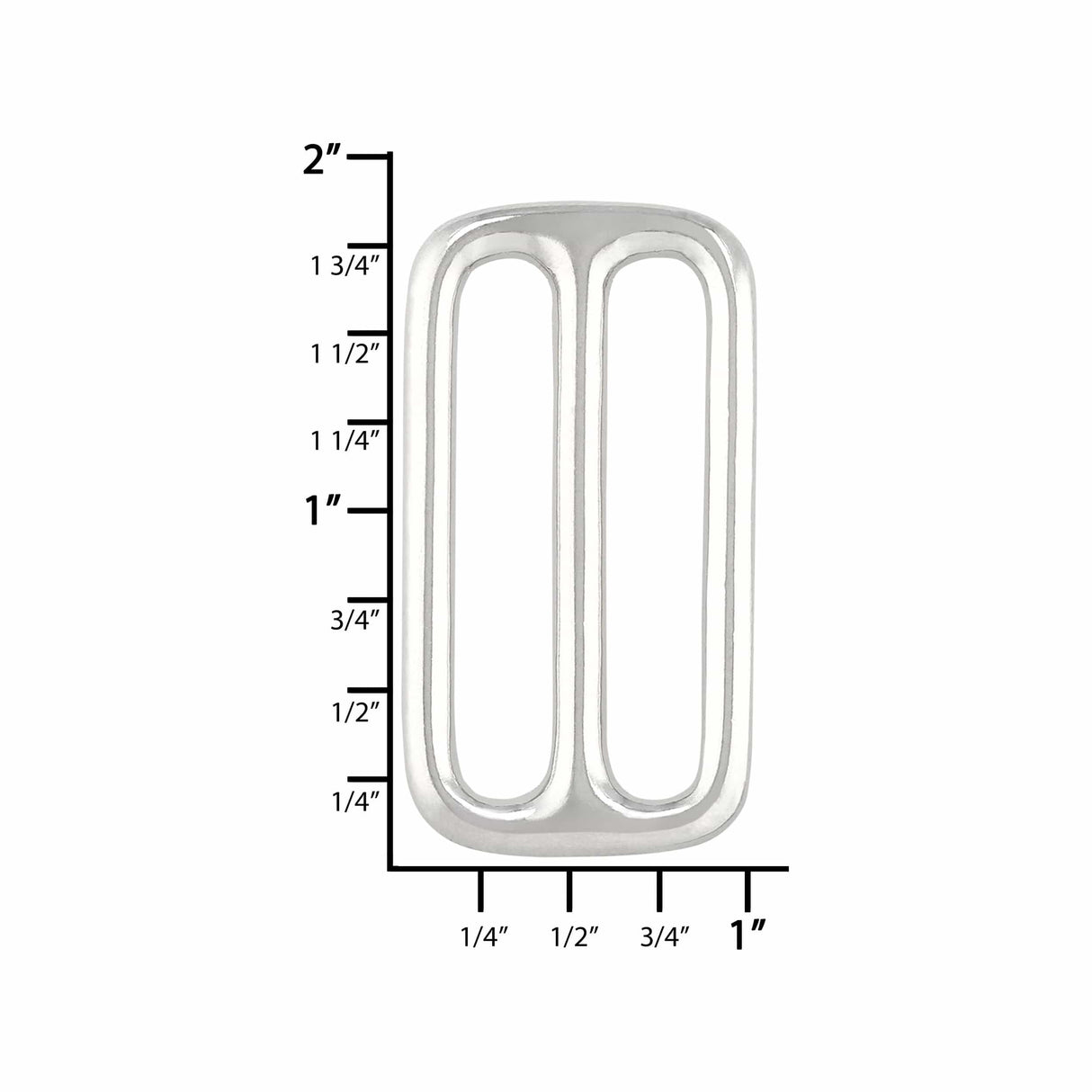 Ohio Travel Bag Rings & Slides 1 1/2" Nickel, Cast Triglide, Solid Brass, #P-2248-SBN P-2248-SBN
