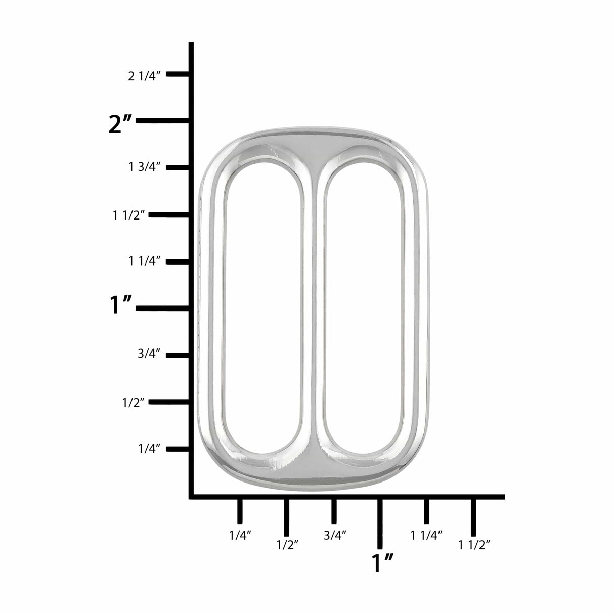 Ohio Travel Bag Rings & Slides 1 1/2" Nickel, Double Loop Slide, Zinc Alloy, #P-2810-NIC P-2810-NIC