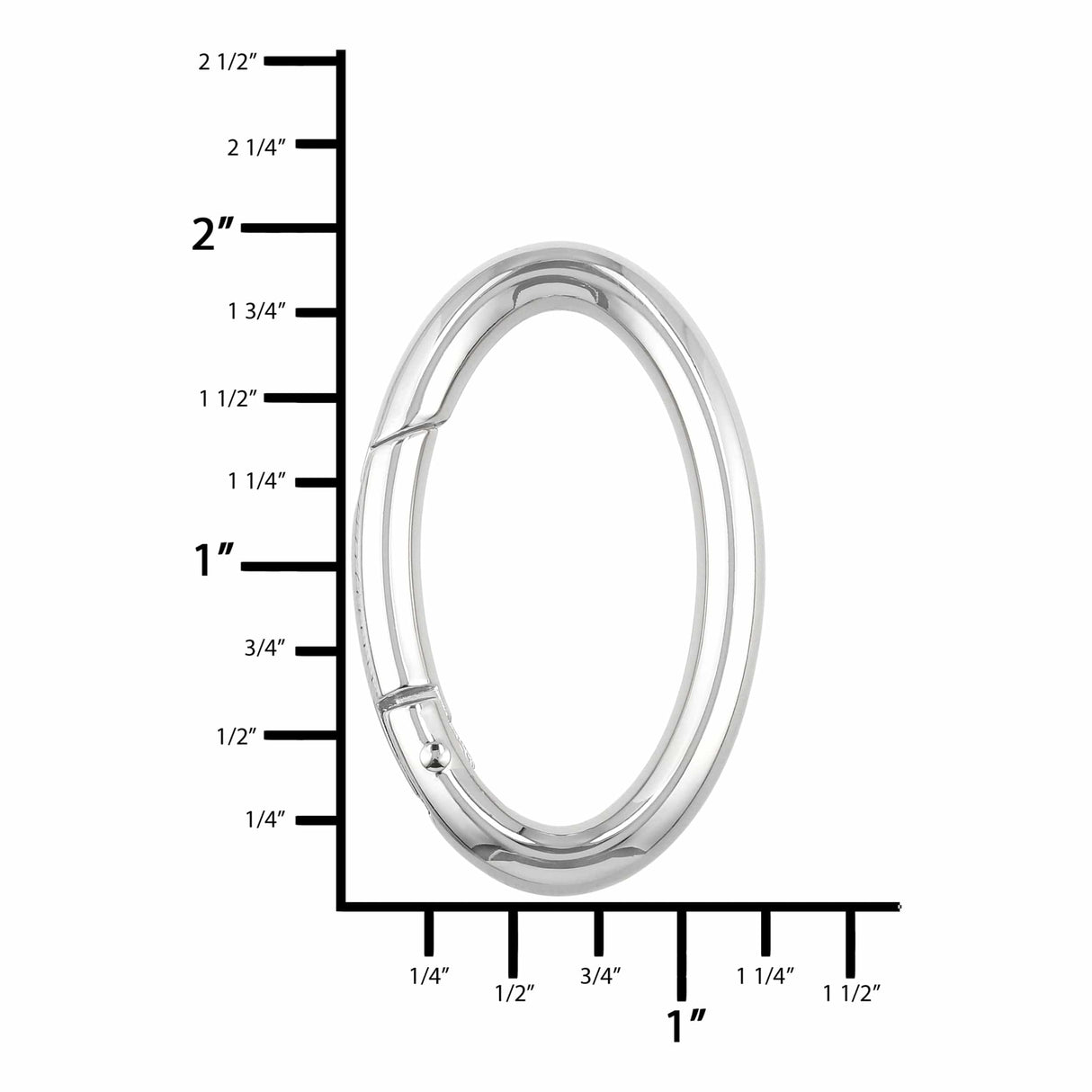 Ohio Travel Bag Rings & Slides 1 1/2" Nickel, Spring Gate Oval Ring, Zinc Alloy, #P-2803-NIC P-2803-NIC