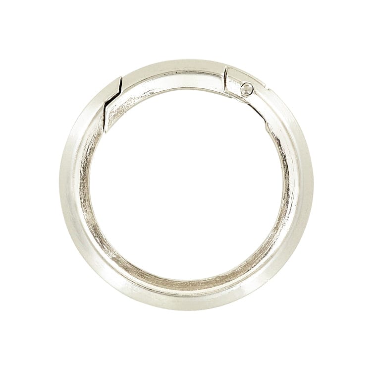 Ohio Travel Bag Rings & Slides 1 1/2" Shiny Nickel, Beveled Round Ring with Spring Gate, Zinc Alloy, #P-2883-NIC P-2883-NIC