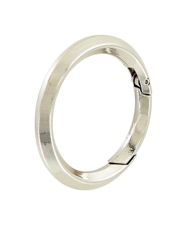 Ohio Travel Bag Rings & Slides 1 1/2" Shiny Nickel, Beveled Round Ring with Spring Gate, Zinc Alloy, #P-2883-NIC P-2883-NIC