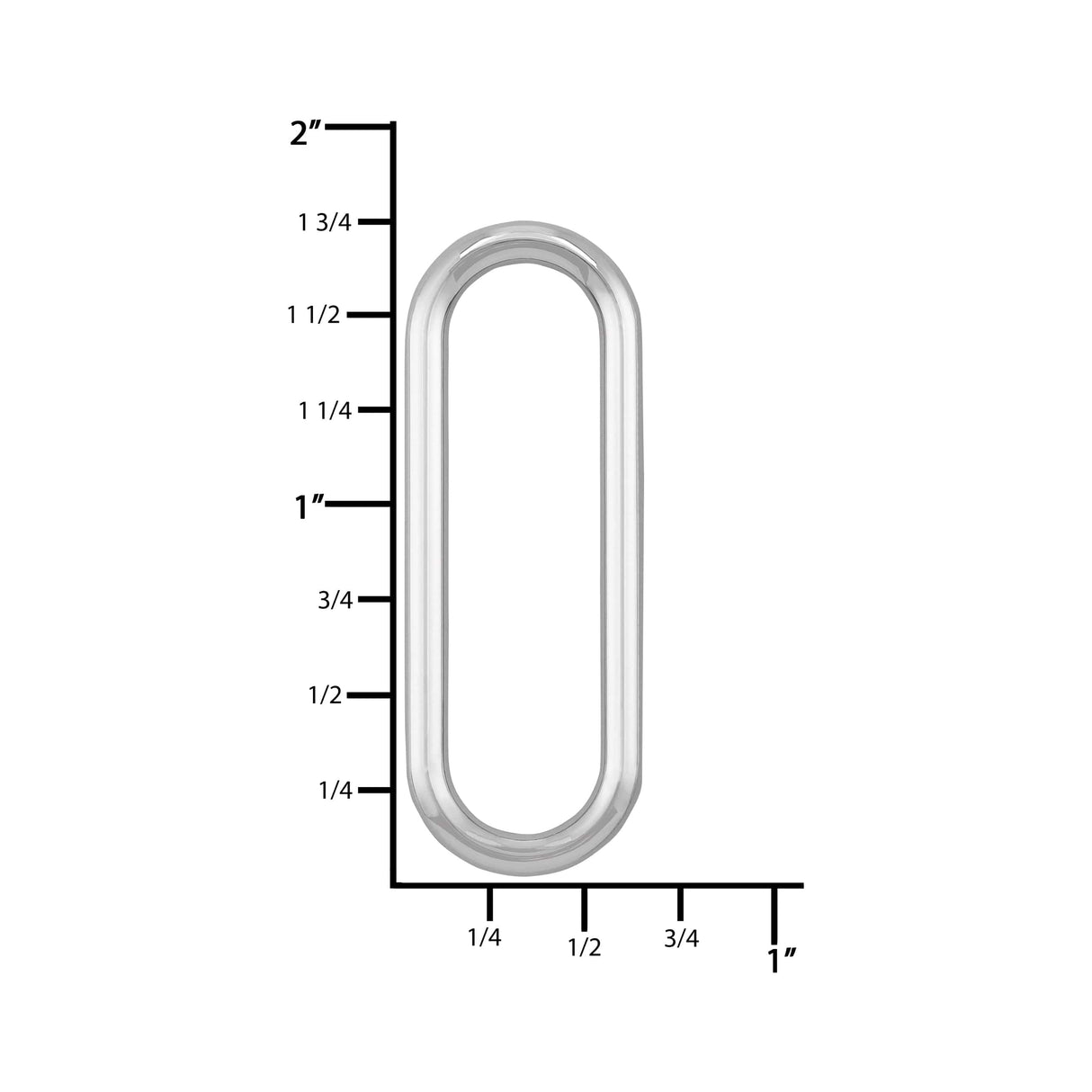 Ohio Travel Bag Rings & Slides 1 1/2" Shiny Nickel, Oval Ring, Zinc Alloy-PK5, #P-3036-NIC P-3036-NIC