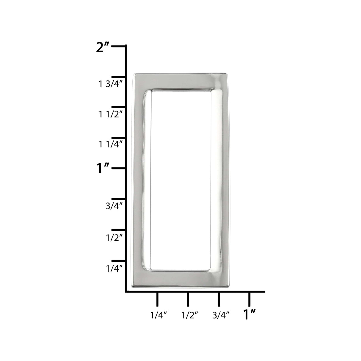Ohio Travel Bag Rings & Slides 1 1/2" Shiny Nickel, Solid Concave Rectangular Ring, Zinc Alloy, #P-2558-NIC P-2558-NIC
