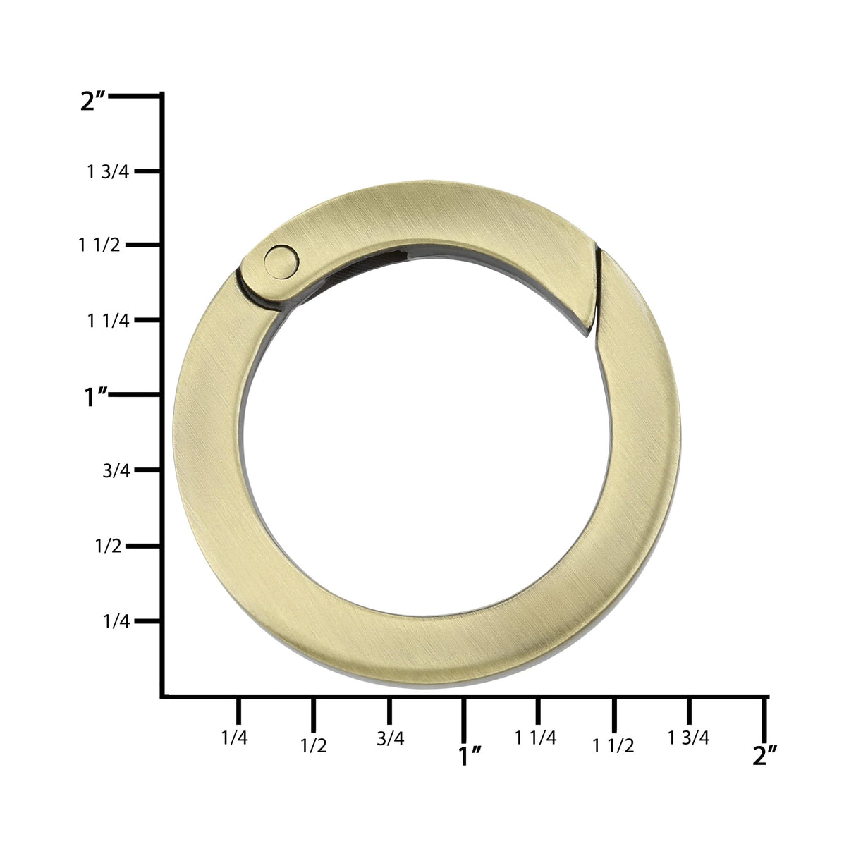 Ohio Travel Bag Rings & Slides 1 1/4" Antique Brass, Spring Gate Round Ring, Zinc Alloy, #P-2768-ANTB P-2768-ANTB