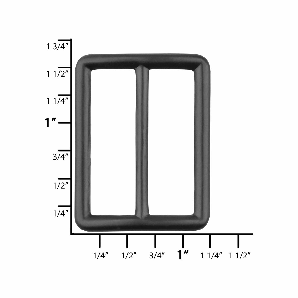 Ohio Travel Bag Rings & Slides 1 1/4" Black, Cast Concave Slide, Steel, #C-1354-BLK C-1354-BLK