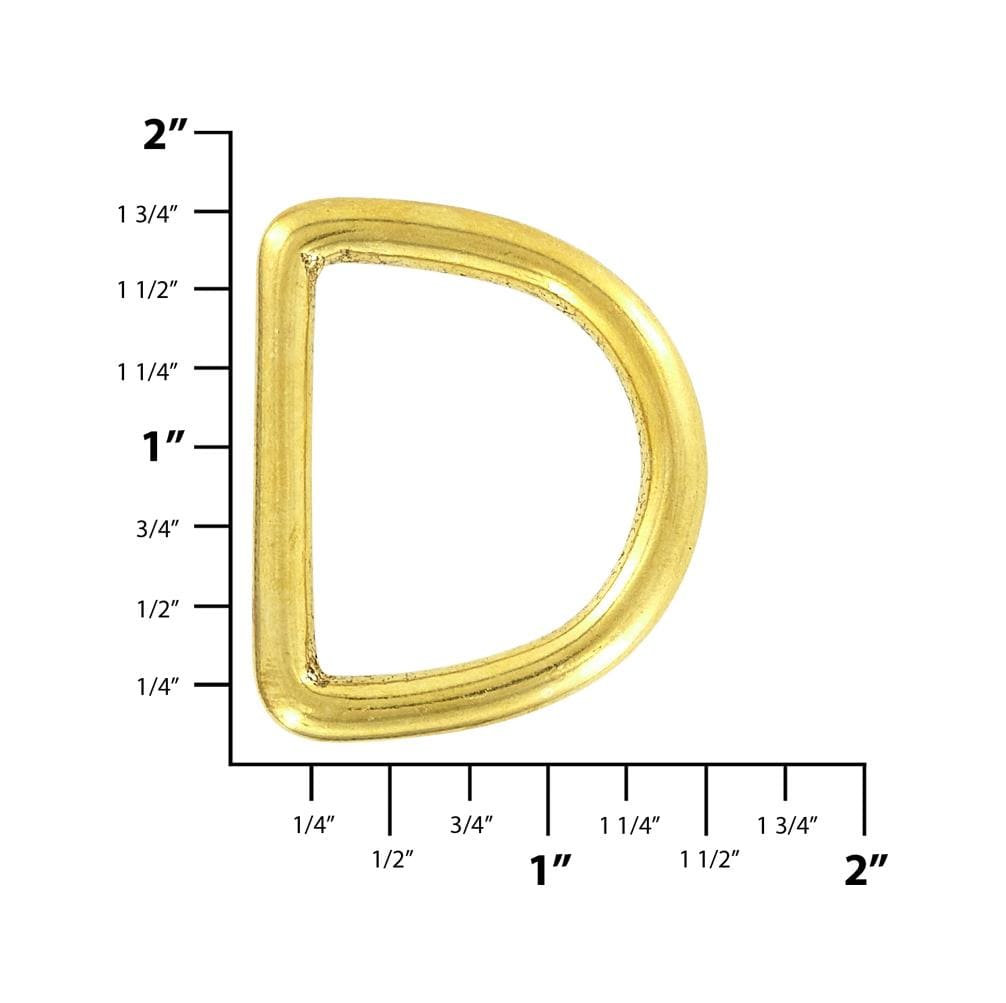 Ohio Travel Bag Rings & Slides 1 1/4" Brass, Cast D-Ring, Solid Brass, #P-1339 P-1339