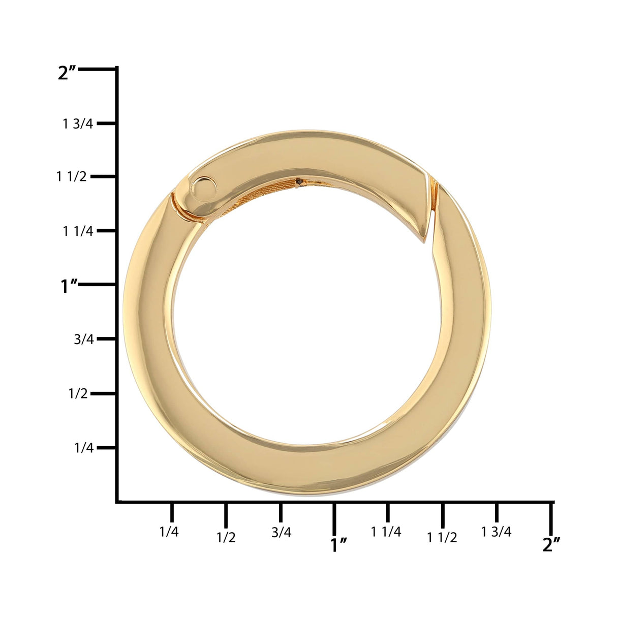 Ohio Travel Bag Rings & Slides 1 1/4" Shiny Gold, Spring Gate Round Ring, Zinc Alloy, #P-2768-GOLD P-2768-GOLD