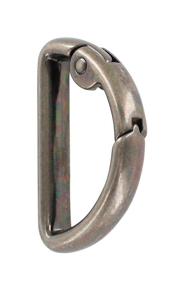 Ohio Travel Bag Rings & Slides 1 1/8" Antique Silver, Spring Gate D Ring, Zinc Alloy, #P-2811-ANTS P-2811-ANTS