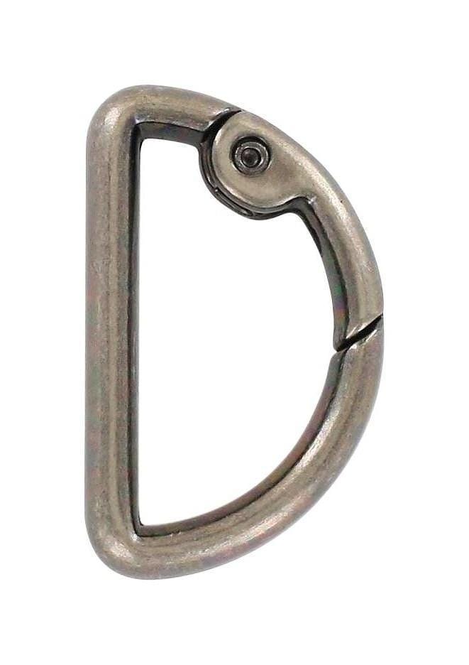 Ohio Travel Bag Rings & Slides 1 1/8" Antique Silver, Spring Gate D Ring, Zinc Alloy, #P-2811-ANTS P-2811-ANTS